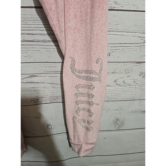 Juicy Couture Pink Leopard Drawstring Rhinestone Sweatpants Womans Size Medium - Picture 3 of 5